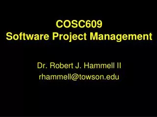 COSC609 Software Project Management
