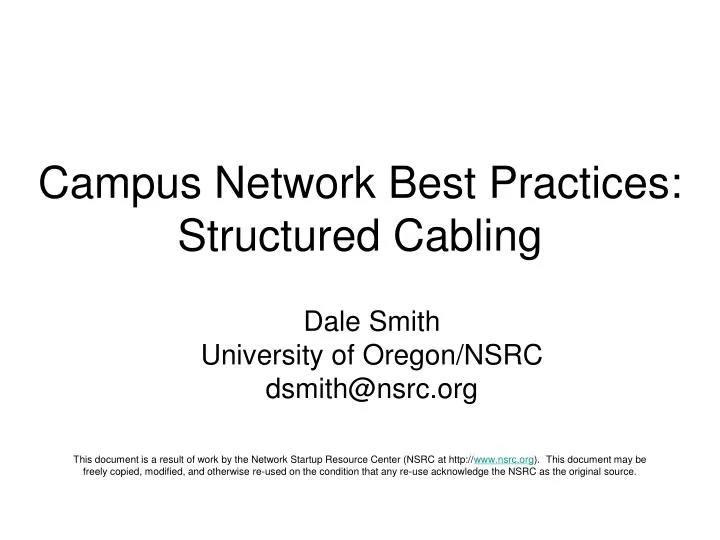 campus network best practices structured cabling