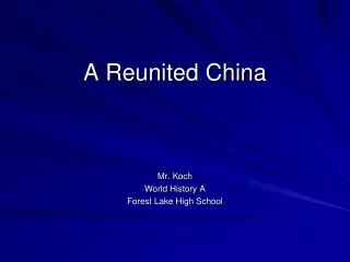 A Reunited China