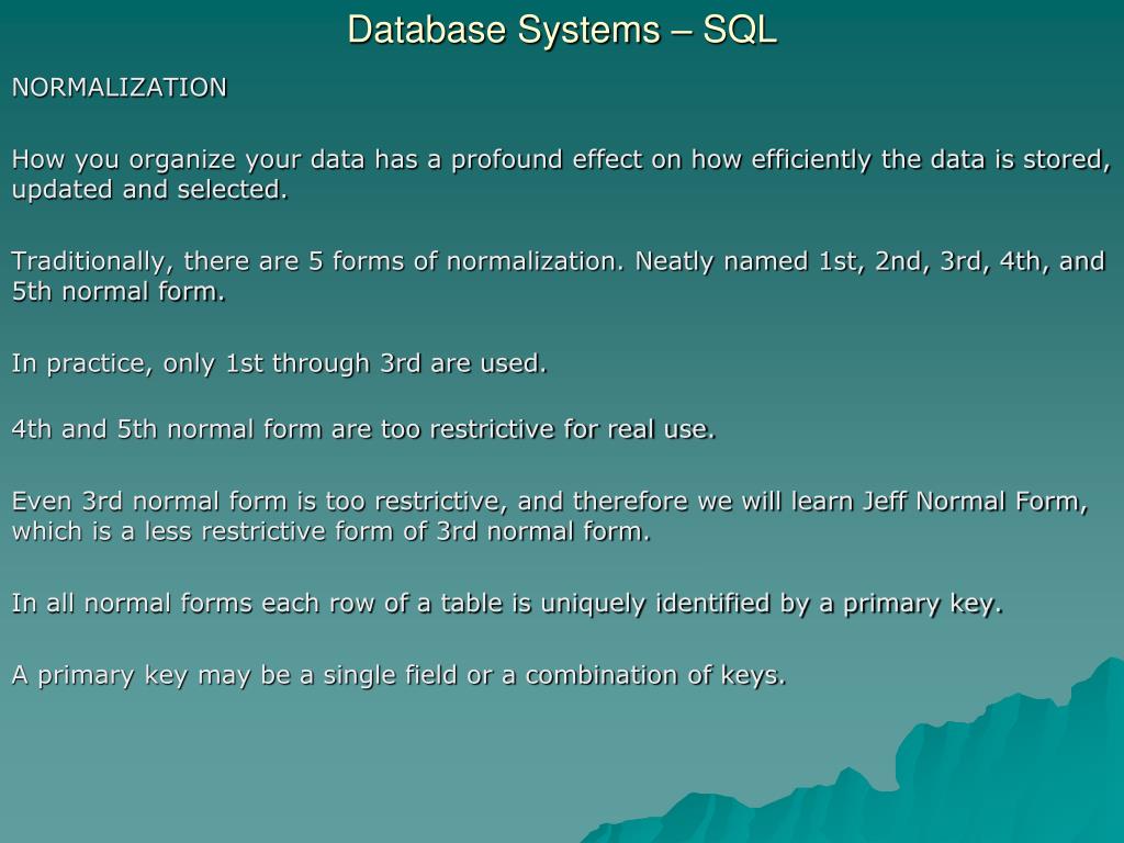 PPT - Database Systems – SQL PowerPoint Presentation, free download ...