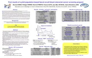 First results of a pilot population-based faecal occult blood colorectal cancer screening program