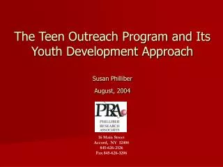The Teen Outreach Program and Its Youth Development Approach