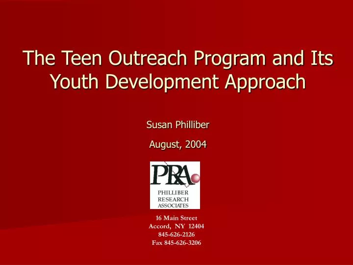 the teen outreach program and its youth development approach