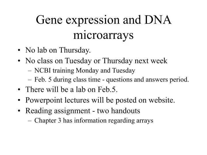 gene expression and dna microarrays
