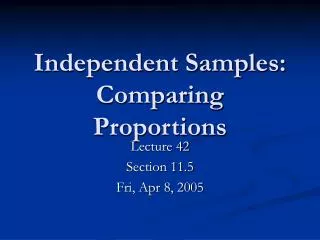 Independent Samples: Comparing Proportions