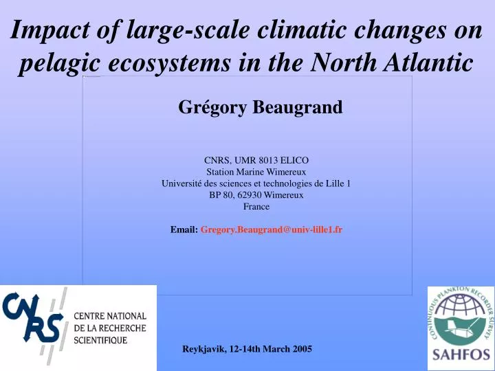 impact of large scale climatic changes on pelagic ecosystems in the north atlantic