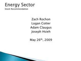 Energy Sector Stock Recommendation