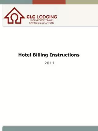 Hotel Billing Instructions