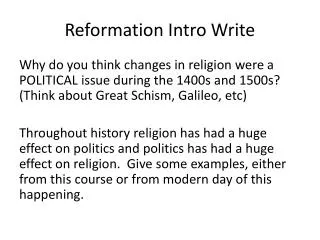 Reformation Intro Write