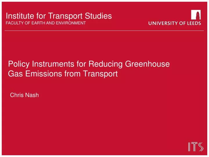 policy instruments for reducing greenhouse gas emissions from transport