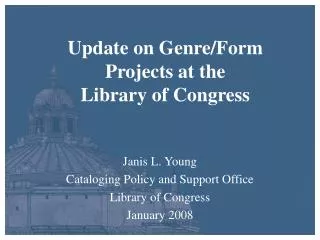 Update on Genre/Form Projects at the Library of Congress