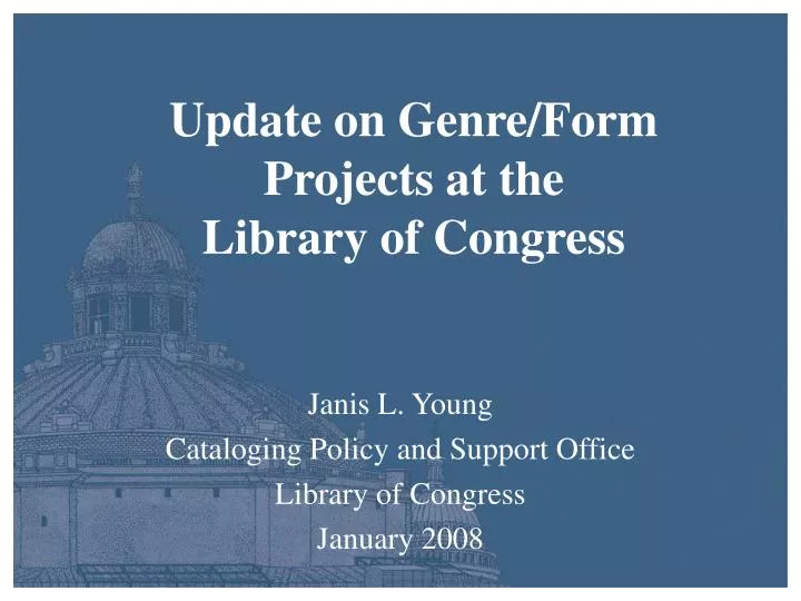 update on genre form projects at the library of congress