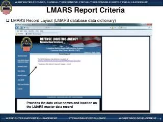 LMARS Report Criteria