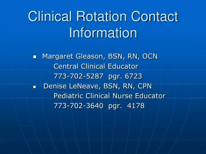 clinical rotation contact information