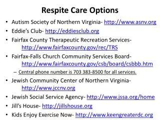 Respite Care Options