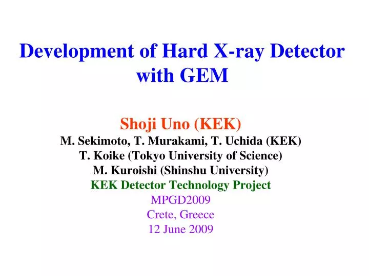 development of hard x ray detector with gem