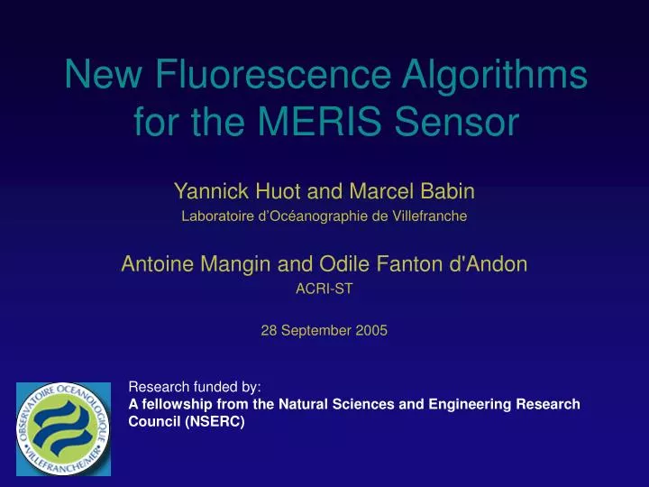 new fluorescence algorithms for the meris sensor