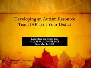 Developing an Autism Resource Team (ART) in Your Distict
