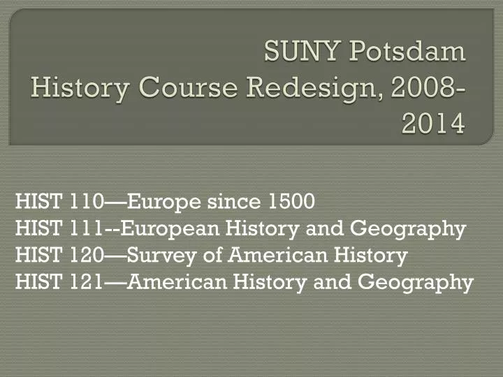 suny potsdam history course redesign 2008 2014