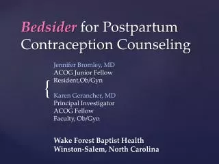 Bedsider for Postpartum Contraception Counseling