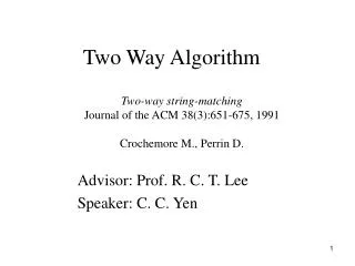 Two Way Algorithm