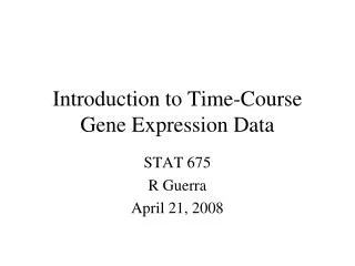 Introduction to Time-Course Gene Expression Data