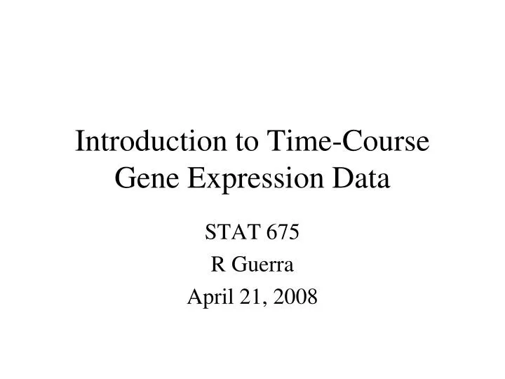 introduction to time course gene expression data
