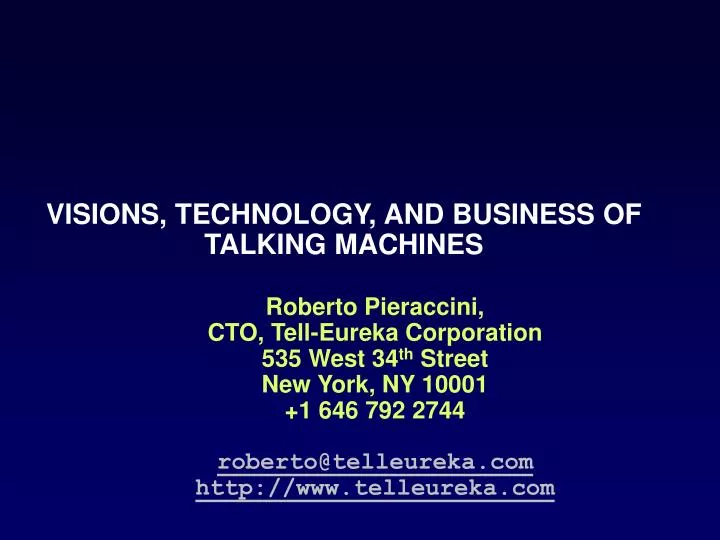 visions technology and business of talking machines