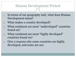 Human Development Pretest