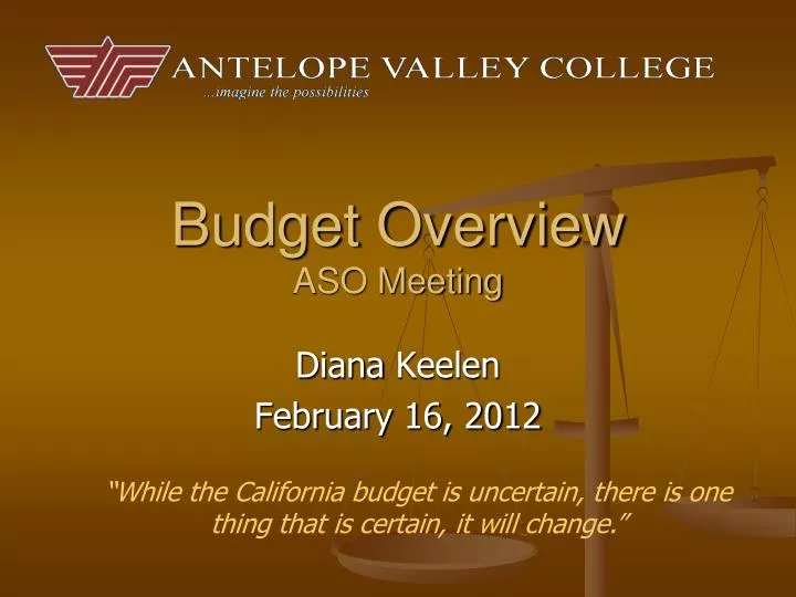 budget overview aso meeting