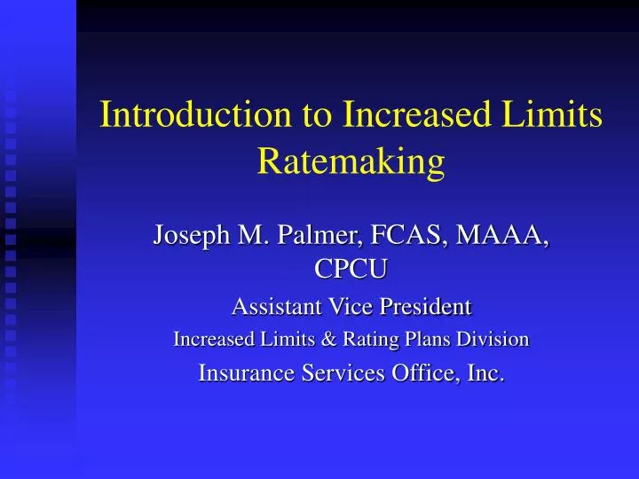 introduction to increased limits ratemaking