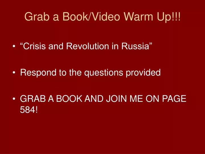 grab a book video warm up