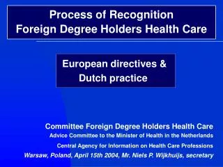 European directives &amp; Dutch practice
