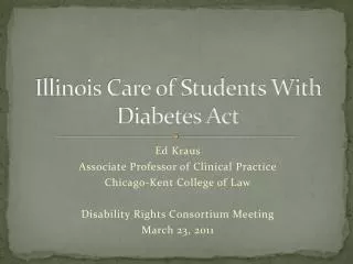 Illinois Care of Students With Diabetes Act