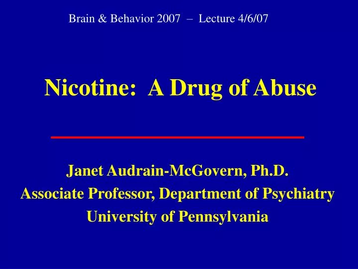 nicotine a drug of abuse