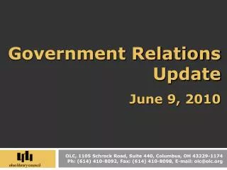 Government Relations Update June 9, 2010