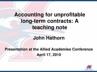Accounting for unprofitable long-term contracts: A teaching note