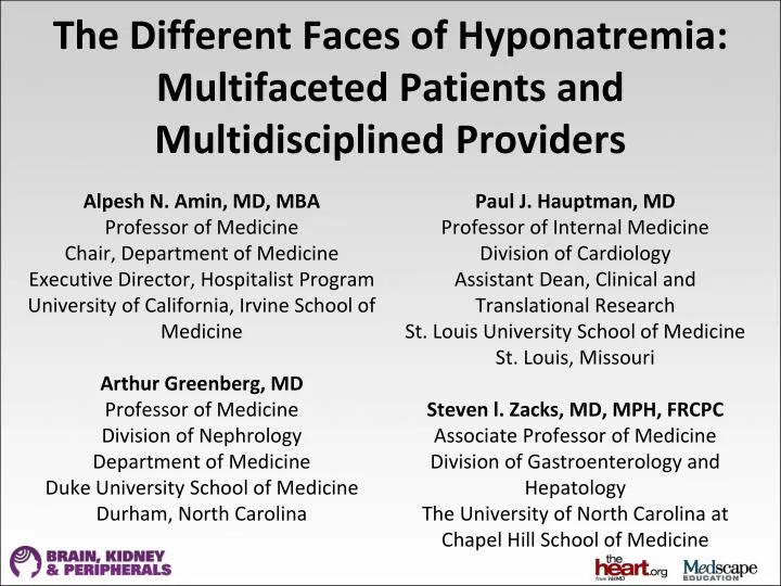 the different faces of hyponatremia multifaceted patients and multidisciplined providers