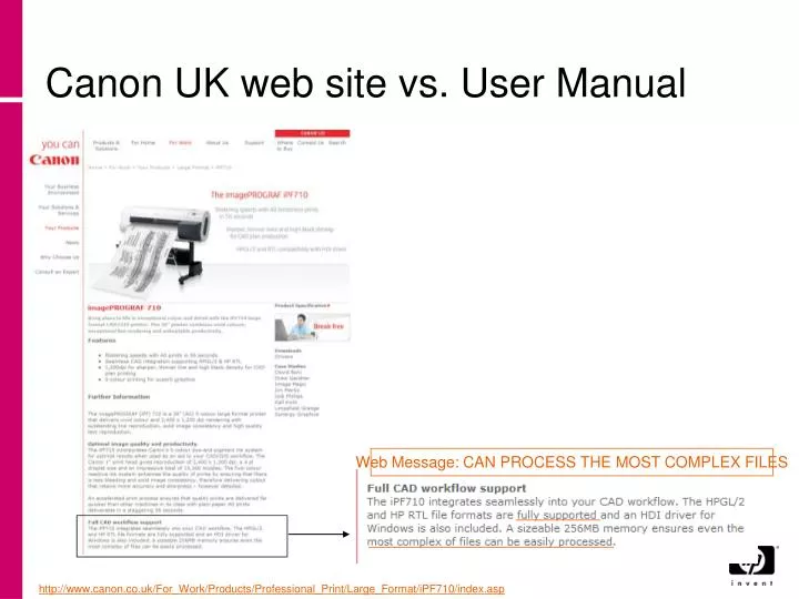 canon uk web site vs user manual