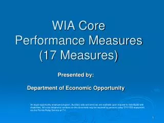 WIA Core Performance Measures (17 Measures)