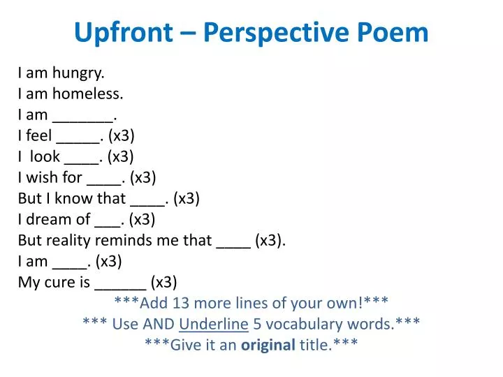upfront perspective poem