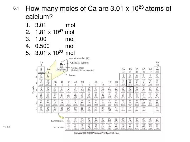 how many moles of ca are 3 01 x 10 23 atoms of calcium