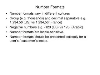Number Formats