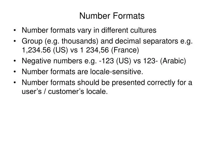 number formats