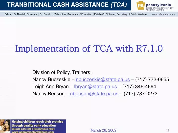 implementation of tca with r7 1 0