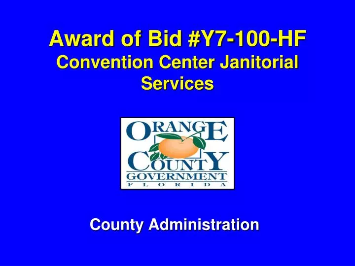 award of bid y7 100 hf convention center janitorial services