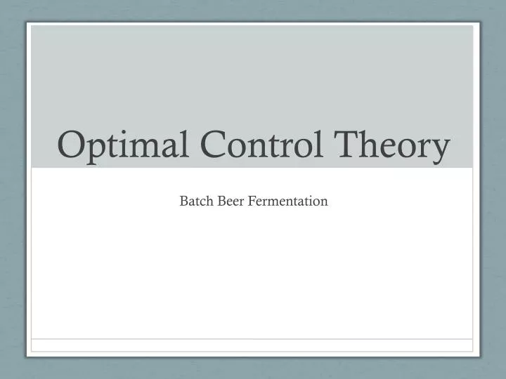 optimal control theory