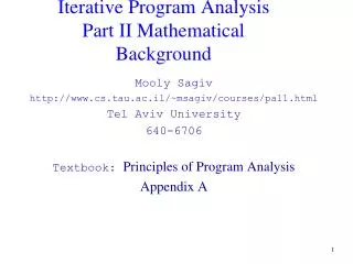 Iterative Program Analysis Part II Mathematical Background