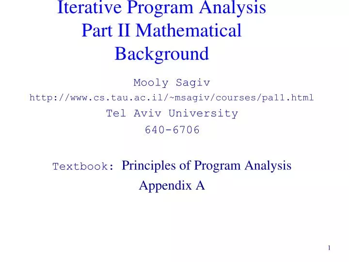 iterative program analysis part ii mathematical background