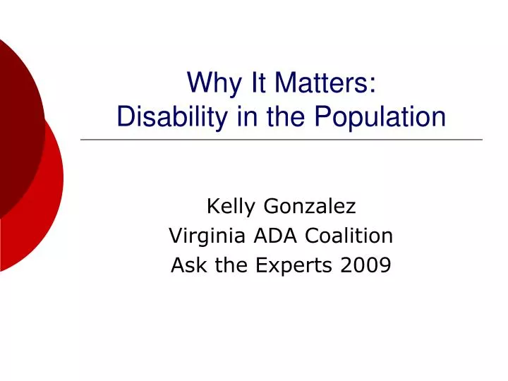 why it matters disability in the population